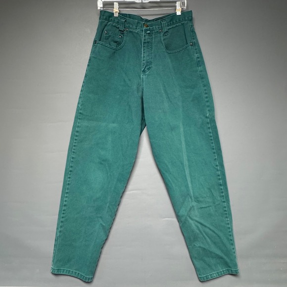 Eddie Bauer Denim - Eddie Bauer Vintage Green Denim High Rise Tapered Mom Jeans Womens 12